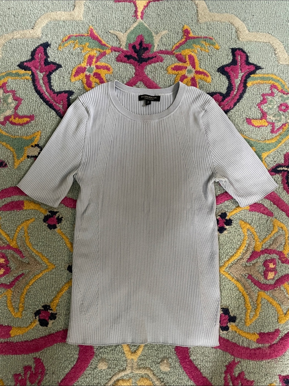 Banana Republic Ribbed Cotton Shirt in Light Cornflower Blue Size Medium